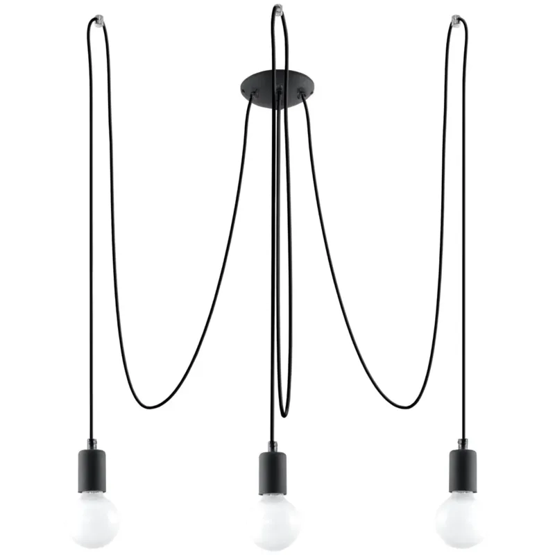 Żyrandol EDISON 3 czarny SL.0370 - Sollux Ostatnie sztuki