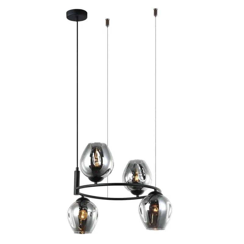 Promocja Lampa wisząca czarna metalowa 4-punktowa MDM-4045-4 z serii Roxane - Lampy Italux