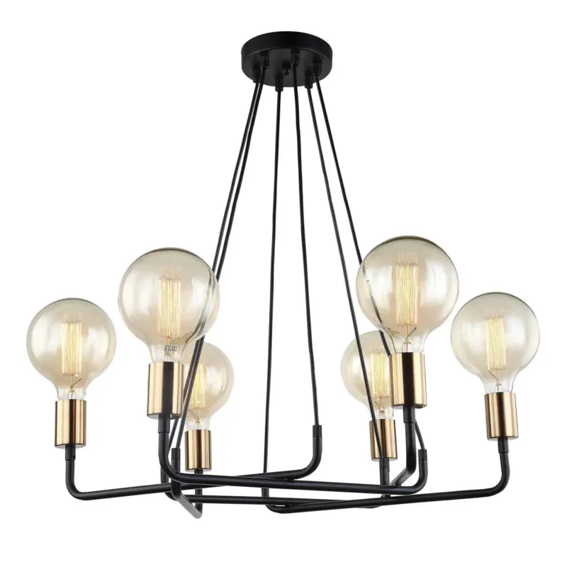 Lampa wisząca metalowa czarno-brązowa 6-punktowa MDM-3901/6 z serii Betty - Lampy Italux Hit cenowy