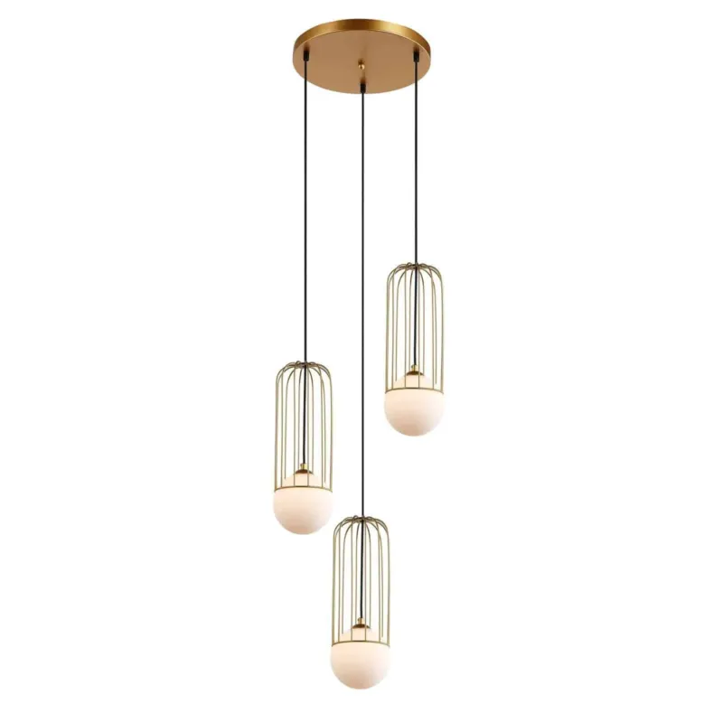 Szybka wysyłka Lampa wisząca złota 3-punktowa klatkowa MDM-3938/3 GD z serii Simon - Lampy Italux