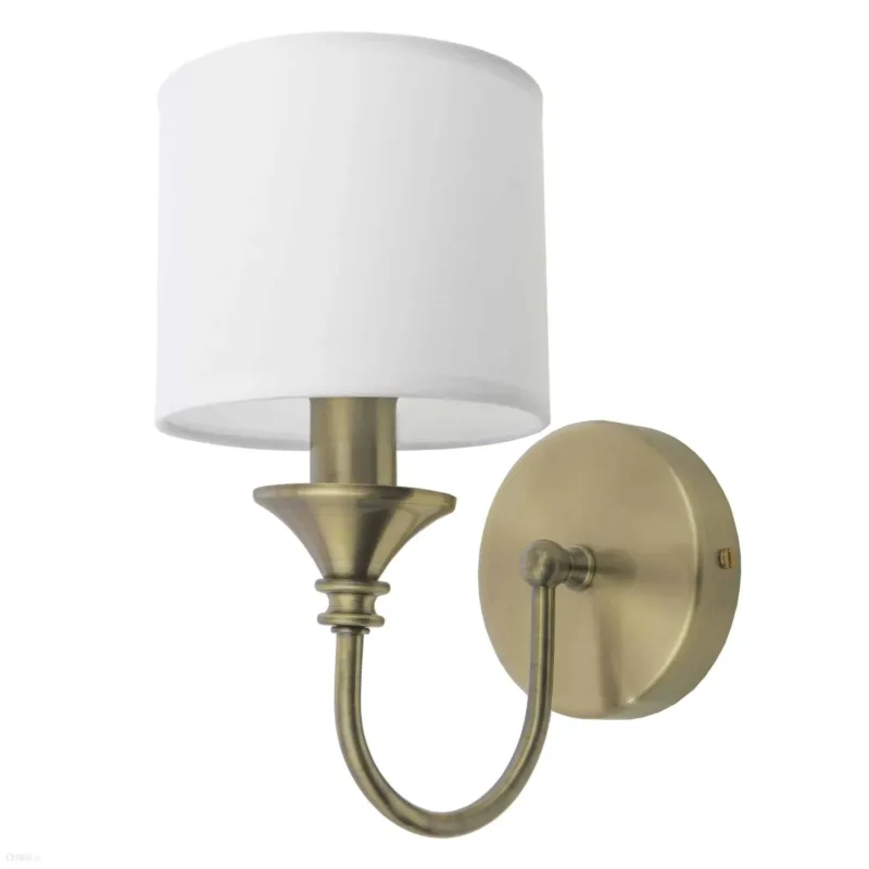 Kinkiet mosiężny z białym abażurem W01844BR-WH z serii ABU DHABI - Cosmo Light Wyjątkowa oferta