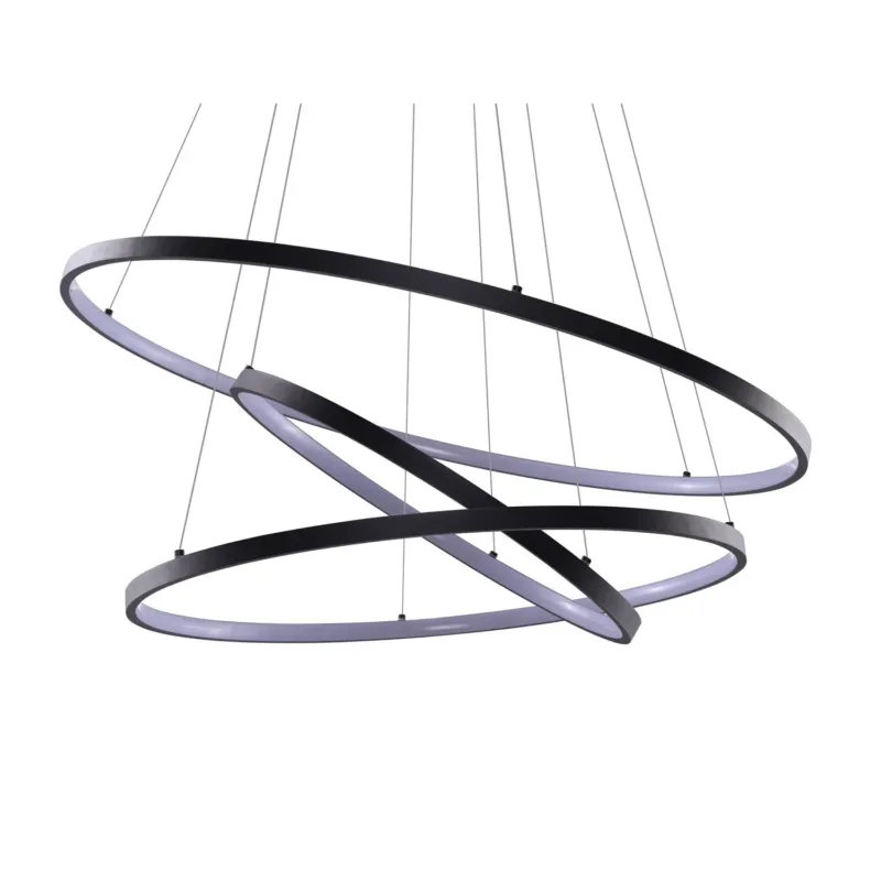 Wyjątkowa oferta Azzardo Lampa wisząca metalowa czarna okrągła 3-pierścieniowa AZ2920 z serii RING WHEEL
