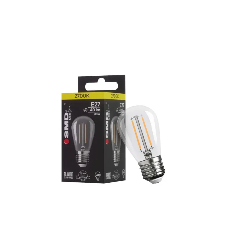 ŻARÓWKA E27 LED FILAME 0,5W WW CLEAR ST45 4809 ZAR4809SLL - SMD LEDline Ostatnie sztuki