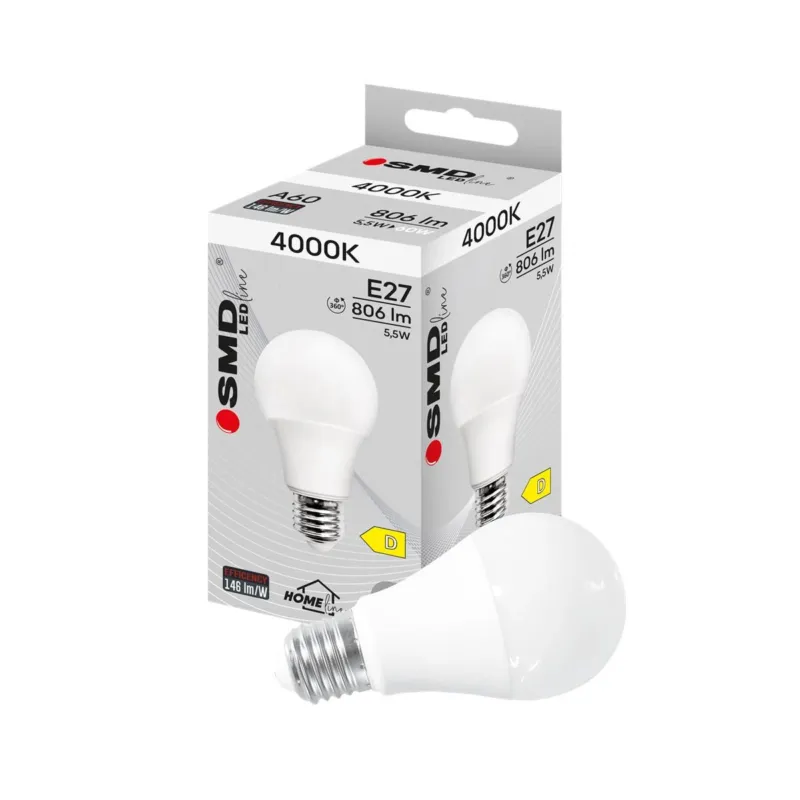 Premium ŻARÓWKA E27 LED SMD 5,5W NW A60 HOMEline 4762 ZAR4762SLL - SMD LEDline