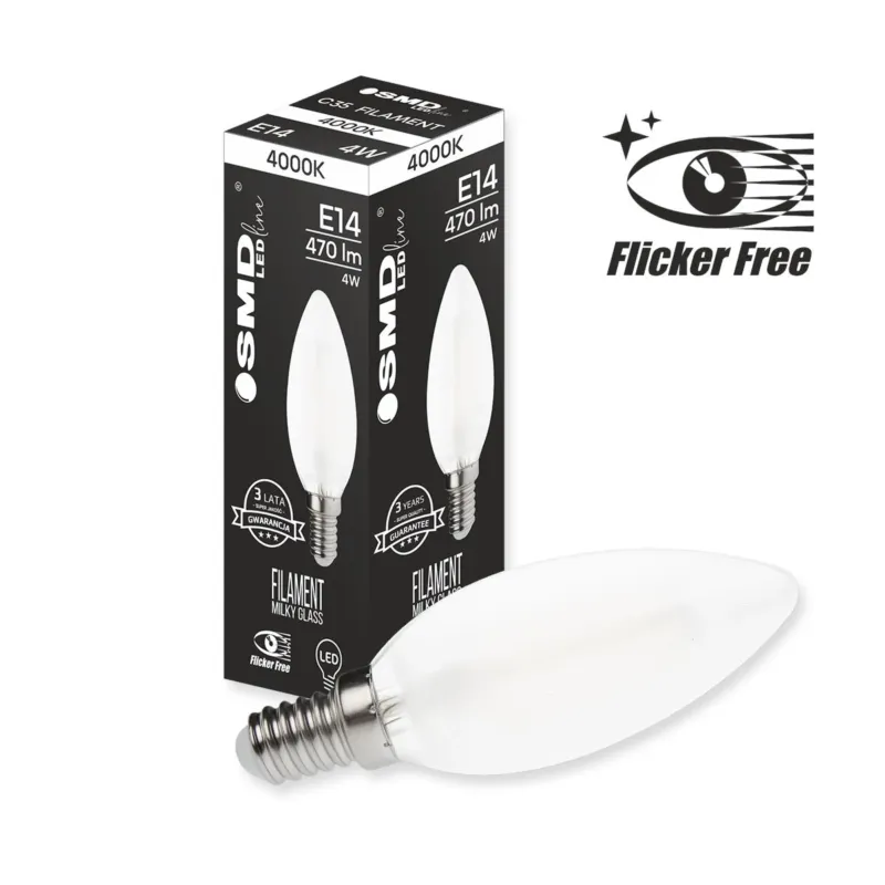 Taniej ŻARÓWKA E14 LED FILAME 4W NW ML C35 ŚWIEC.4694 ZAR4694SLL - SMD LEDline