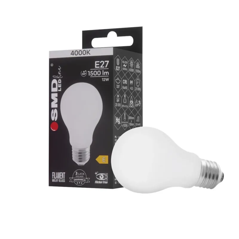 Obniżka ceny ŻARÓWKA E27 LED FILAMENT 12W NW ML A60 4540 ZAR4540SLL - SMD LEDline