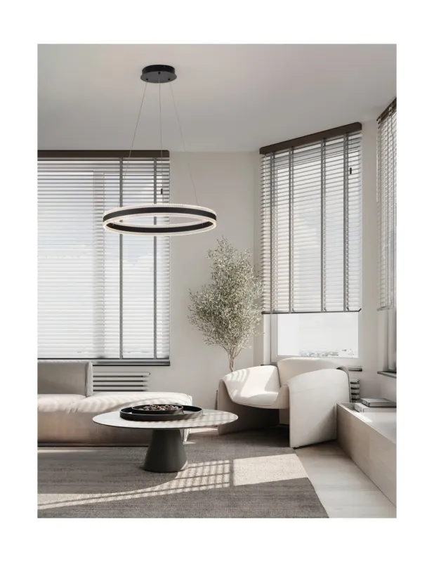 Lampa wisząca okrągła Raloa LED 3000K 60cm czarna Ekspresowa dostawa
