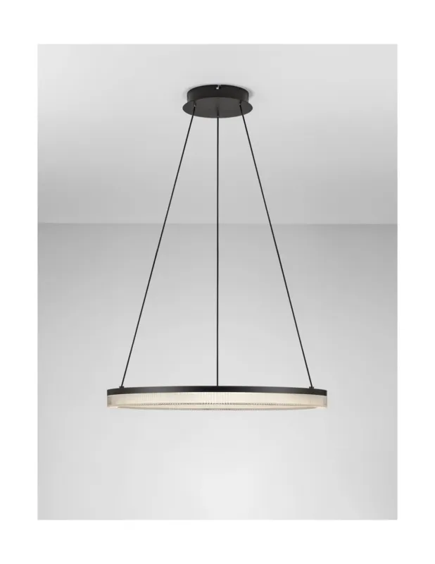 Premium Lampa wisząca okrągła modern Lonal LED 3000K 60cm czarna