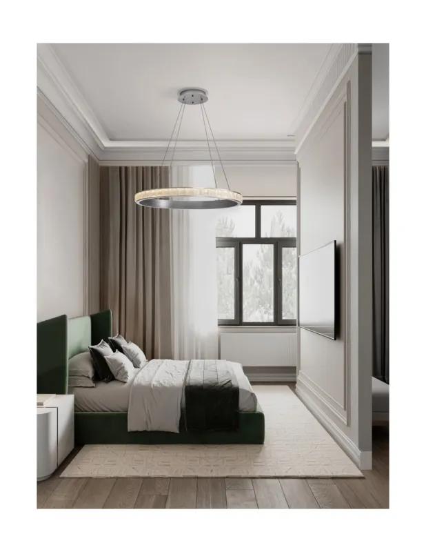 Lampa wisząca kryształowa okrągła Ketene LED 3000K 80cm srebrna Bezpieczna płatność