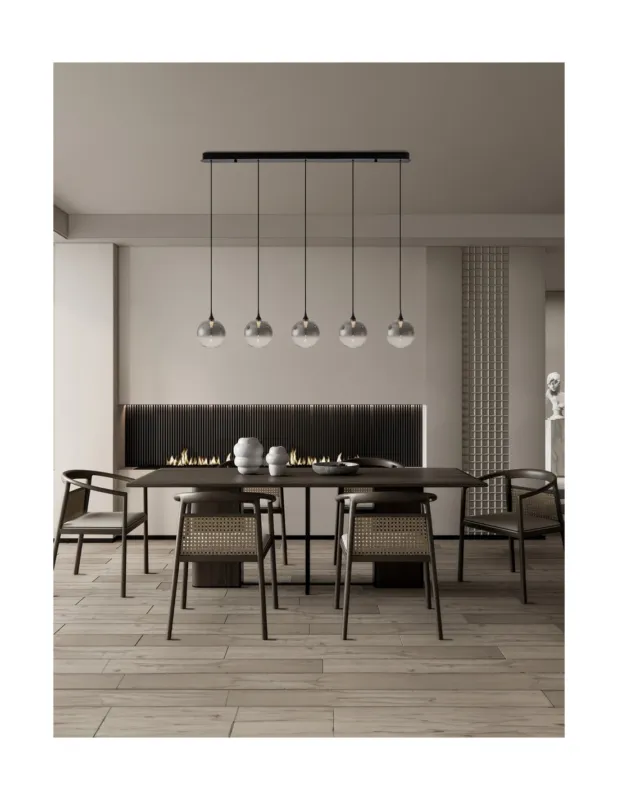 Niska cena Lampa wisząca szklane kule na listwie Dorane V LED 3000K 115cm szkło dymione gradientowe