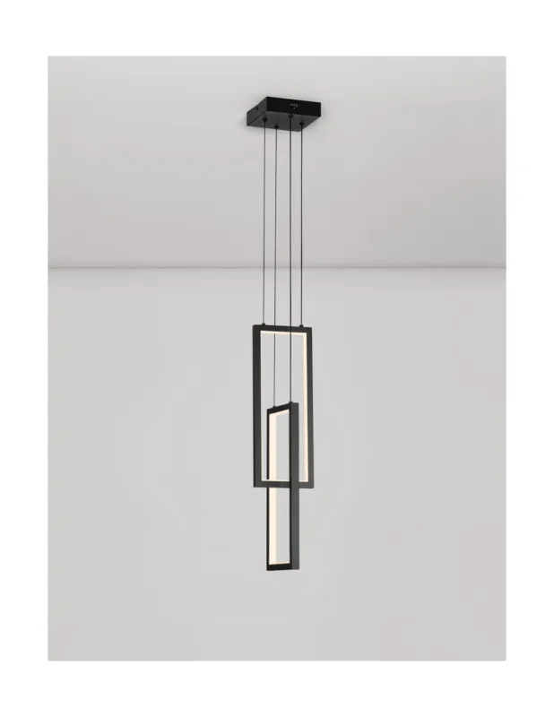 Najlepsza cena Lampa nowoczesna 2 prostokąty wiszące Siala LED 15cm czarna