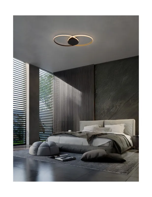 Plafon nowoczesny Oavea LED 3200K 70,5cm czarno-złoty Darmowy zwrot
