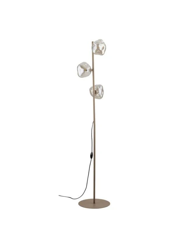 Nowość Lampa podłogowa szklana 3 punktowa modern Lava Sabia 151cm koniak / beż TK Lighting