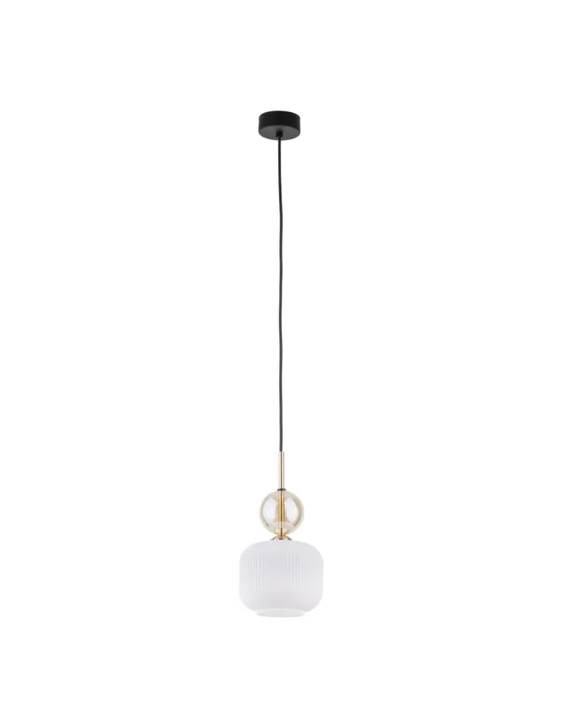 Lampa wisząca szklana ryflowana Sophia Cognac 15cm biała TK Lighting Wyprzedaż