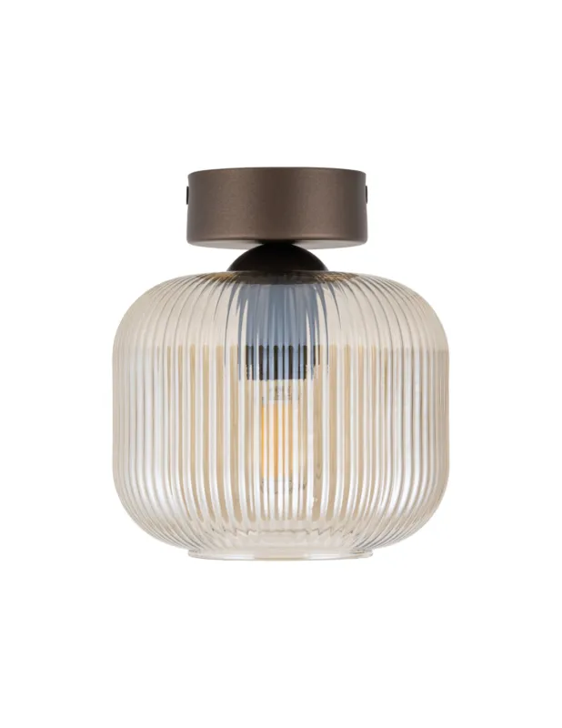 Wyjątkowa oferta Plafon szklany ryflowany w stylu retro Salvia 15cm koniak / brąz TK Lighting