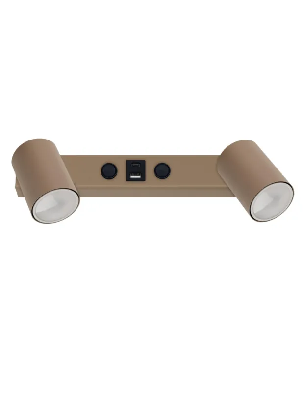 Kinkiet podwójny z włącznikami i usb Nex sabia beżowy TK Lighting Bezpieczne zakupy