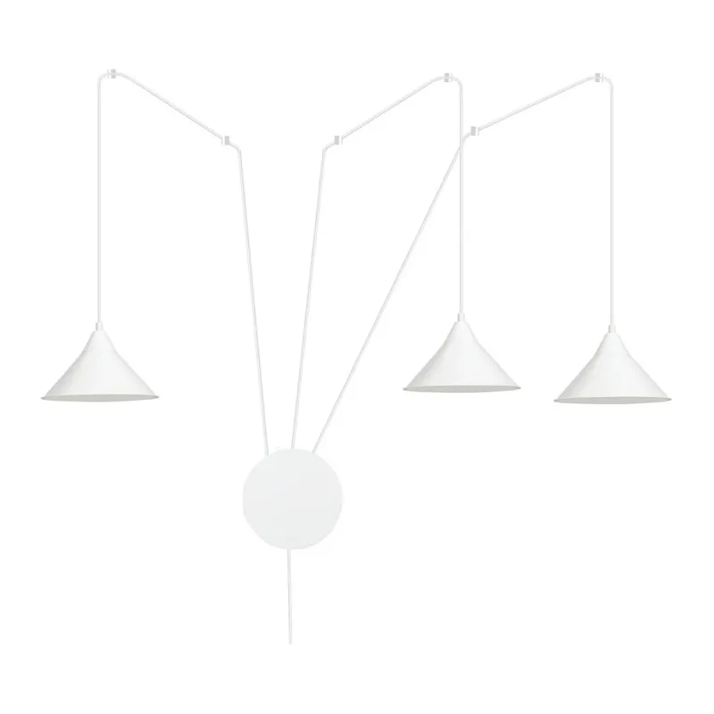 Wyprzedaż Lampa wisząca potrójna na wysięgnikach Abramo III biała Emibig