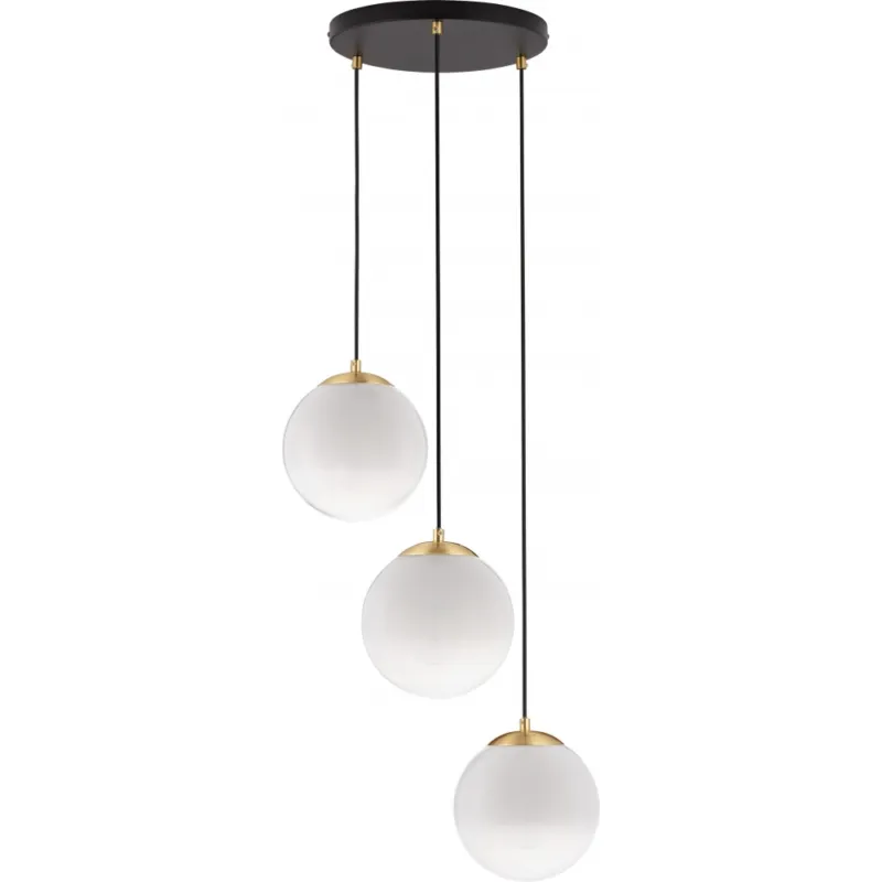 Ostatnie sztuki Lampa wisząca 3 szklane kule Lian 30cm biały gradient/mosiądz