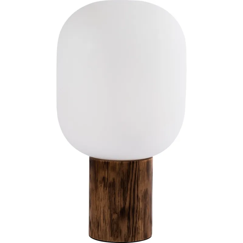 Zniżka Lampa stołowa szklana Skene biały/palone drewno Markslojd