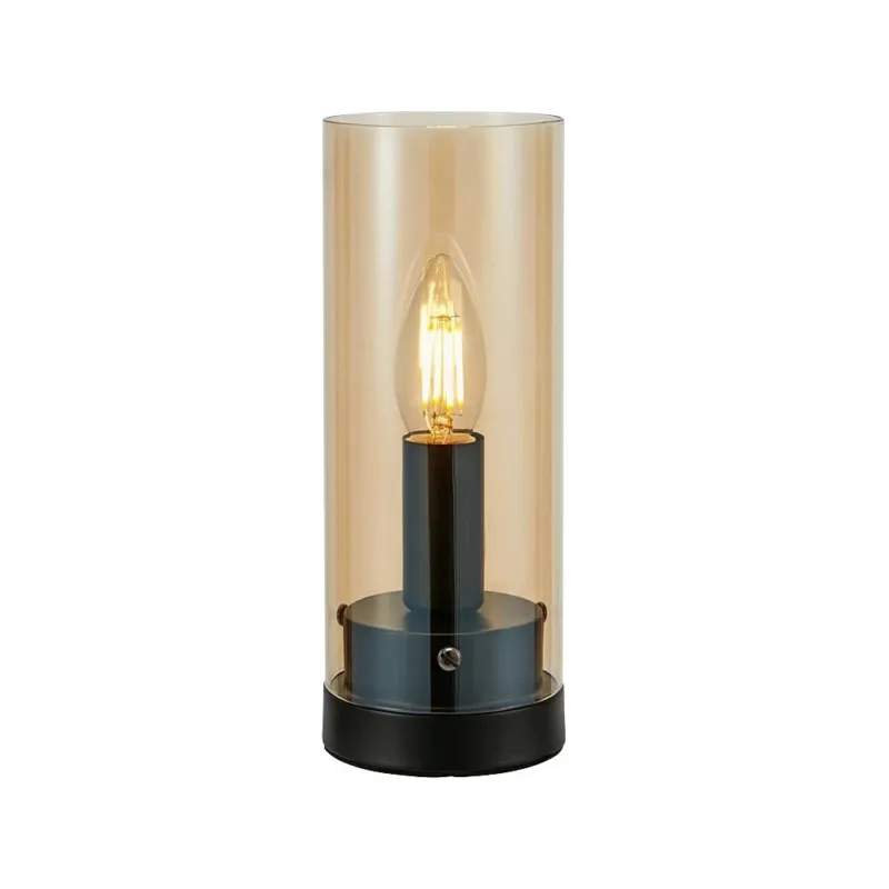 Lampa stołowa szklana retro Post 9cm czarny/bursztynowy Markslojd Wyjątkowa oferta