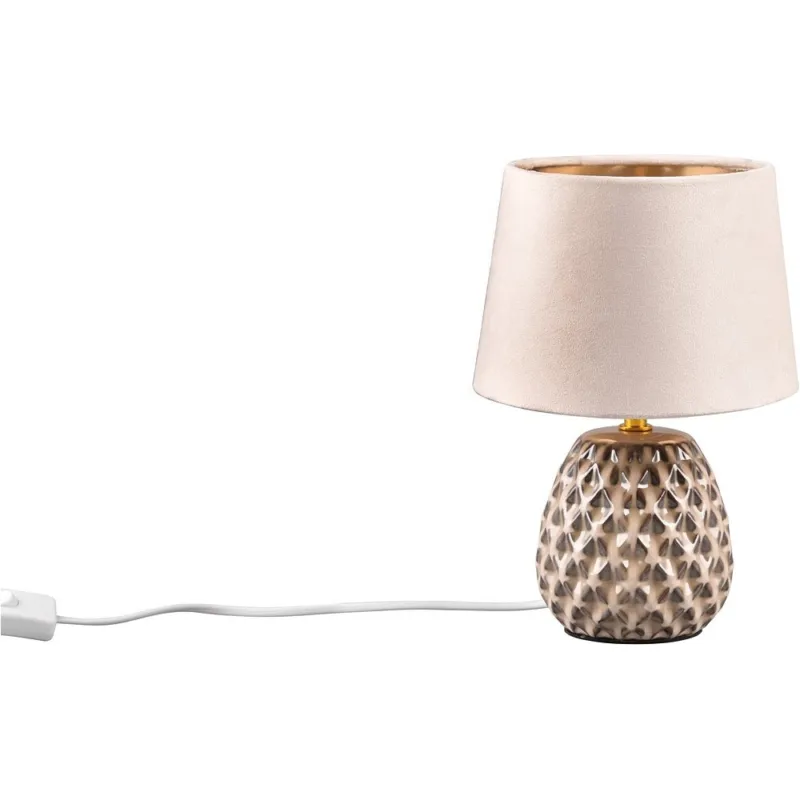 Lampka nocna ceramiczna z abażurem Ariana 18cm beżowa Reality Niska cena