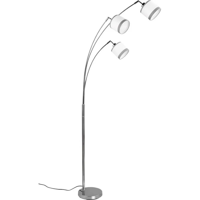 Lampa podłogowa z 3 abażurami Davos biały / szary / chrom Reality Okazja