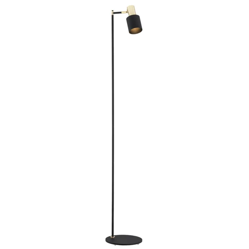 Czarna lampa podłogowa ze złotym detalem Doria Premium