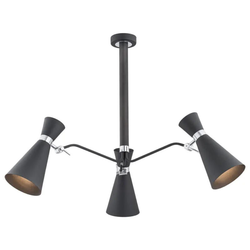 Industrialna lampa sufitowa w czarnym kolorze Lukka 3 Ostatnie sztuki