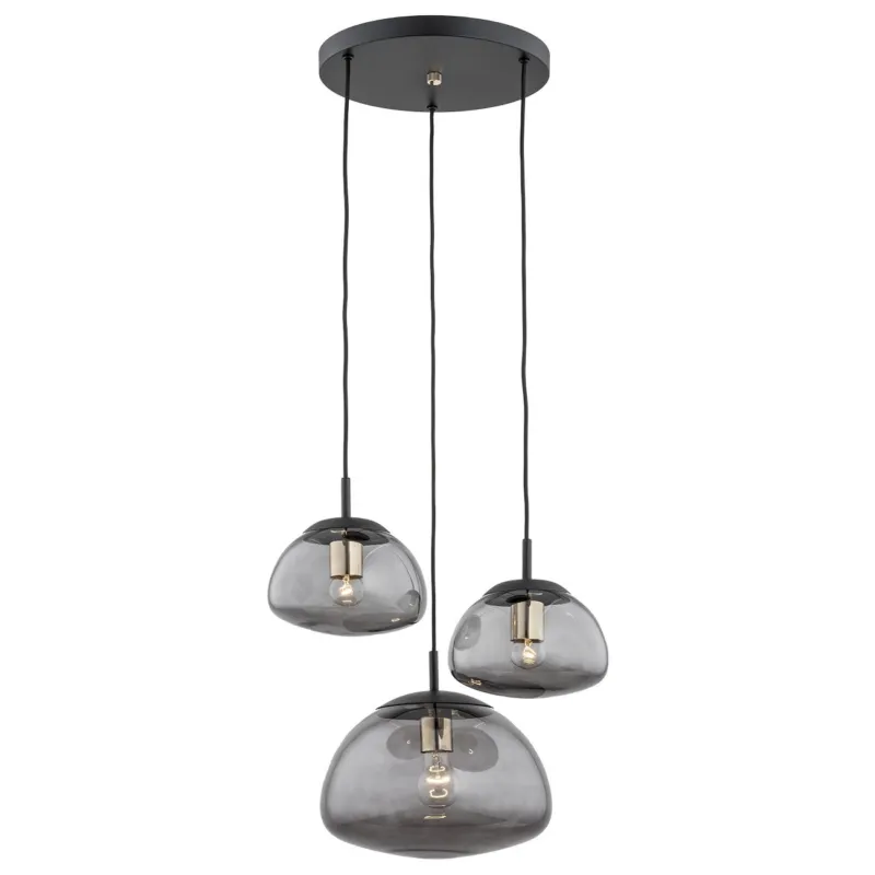 Stylowa lampa wisząca z przydymionymi kloszami Trini 3 Nowy