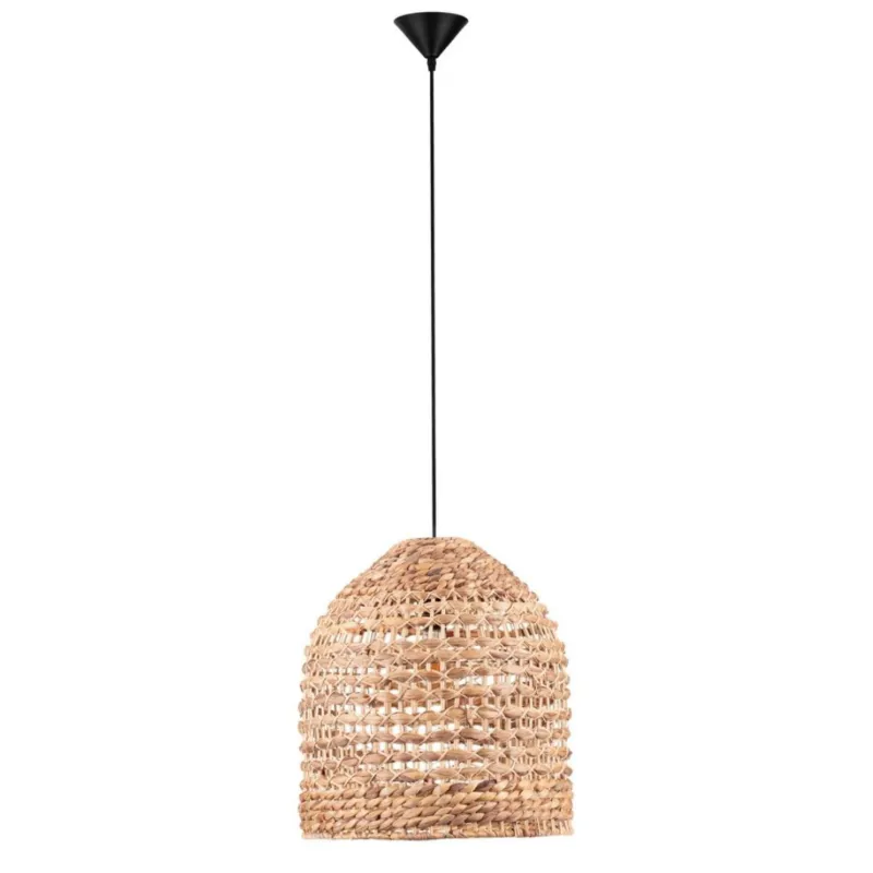 Brązowa lampa wisząca Guardia B z plecionym kloszem Popularny