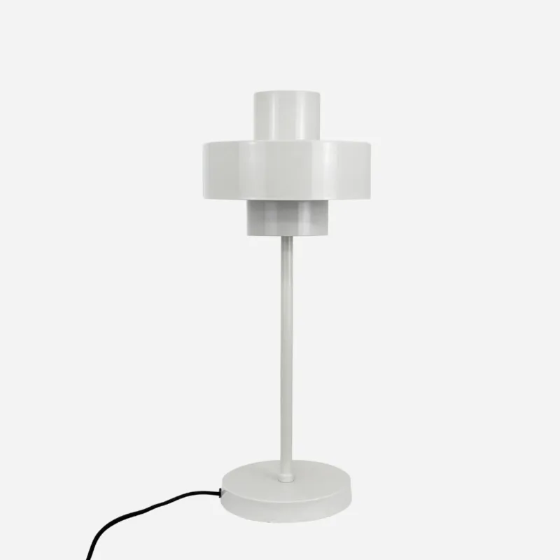 Wysoka jakość Biała lampa stołowa Stoke z geometrycznym kloszem