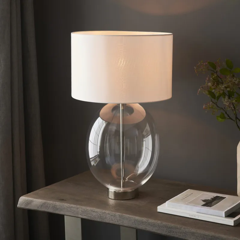 Ściemnialna lampa stołowa Kelda Oval do salonu Zniżka