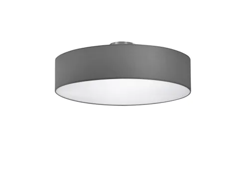 Plafon sufitowy okrągły z tekstylnym popielatym kloszem Trio Lighting 603900311 Hotel 3xE27 50cm Niska cena