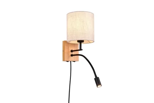 Kinkiet lampa ścienna z cylindrycznym kloszem z tkaniny i elastycznym ramieniem do czytania Trio Lighting 212879236 Nilam 1xE27 30cm Popularny