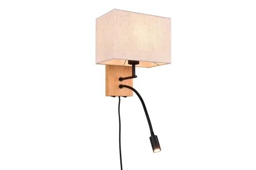 Rabat Kinkiet lampa ścienna z prostopadłościennym kloszem z tkaniny i elastycznym ramieniem do czytania Trio Lighting 212870236 Nilam 1xE27 30cm