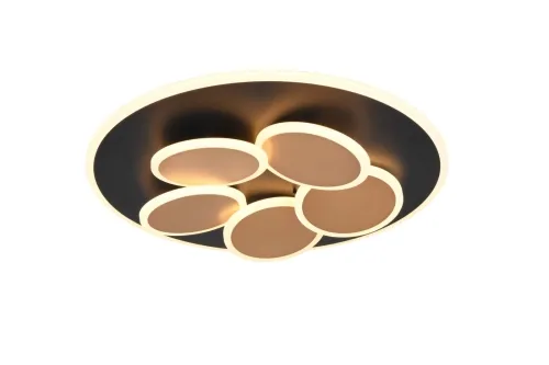 Lampa sufitowa okrągła nowoczesna z timerem i funkcją lampki nocnej czarno-złota Trio Lighting 653210680 Mandala LED 35W 2700 - 6500K Premium