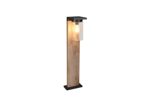 Sprawdź teraz Lampa stojąca słupkowa zewnętrzna imitacja drewna ze szklanym kloszem i czujnikiem zmierzchu Trio Lighting 511660135 Ardila 1xE27