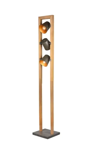 Lampa podłogowa z trzema metalowymi kloszami oprawa drewniana Trio Lighting 401900367 Bell 3xE14 150cm Bezpieczna płatność