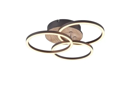 Lampa sufitowa trzy okręgi na podstawie z imitacji drewna z obrotowymi modułami oprawy RL R62823135 Circle LED 27W 2700 - 6000K Okazja