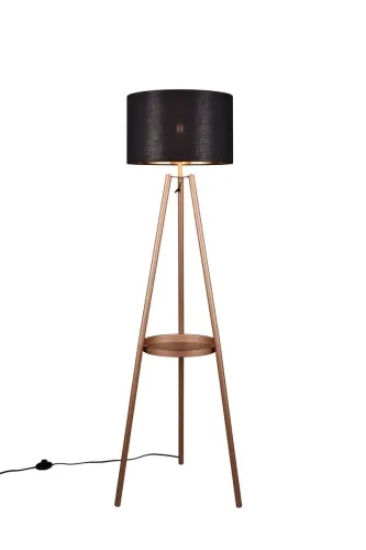 Nowy Lampa podłogowa metalowy trójnóg z kloszem czarno złotym z tkaniny RL R41561065 Colette 1xE27