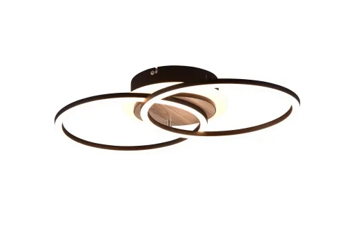 Ekspresowa dostawa Minimalistyczna lampa sufitowa dwa okręgi na podstawie z imitacji drewna RL R62783635 Giro LED 25W 2700 - 6000K