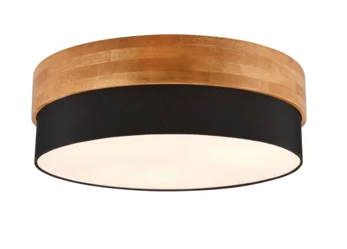 Lampa sufitowa okrągła z naturalnego drewna klosz z tkaniny Trio Lighting 611500302 Seasons 3xE27 50cm Sprawdź teraz