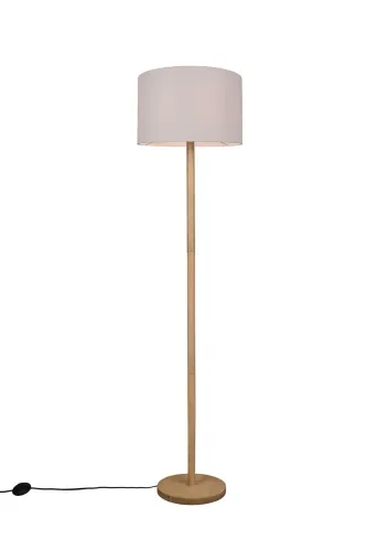Bezpieczna płatność Lampa podłogowa z drewna naturalnego klasyczny klosz owalny z białej tkaniny Trio Lighting 401200101 Korba 1xE27 40cm