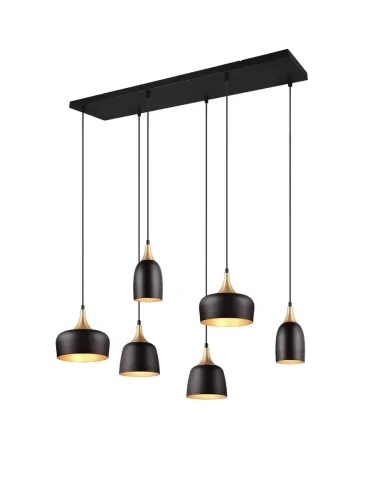 Lampa wisząca designerska sześć metalowych kloszy o różnych kształtach czarny matowy Trio Lighting 310500632 Chiraz 6xE14 Ekspresowa dostawa