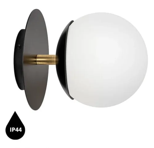 Oferta Czarna lampa ścienna / kinkiet z mosiądzem z podwyższoną szczelnością IP44 do łazienki UMMO PLC123S0 PLAAT C