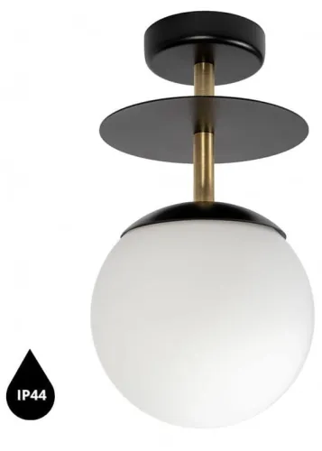 Czarna lampa przysufitowa / plafon z mosiądzem z podwyższoną szczelnością IP44 do łazienki UMMO PLB123S3 PLAAT B Wyjątkowa oferta