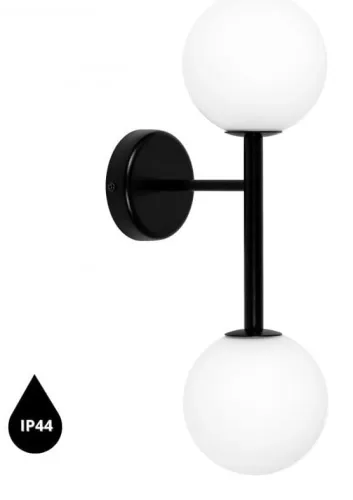 Wyjątkowa oferta Czarna lampa ścienna / kinkiet z podwyższoną szczelnością IP44 do łazienki UMMO KPB220S0 KOP B