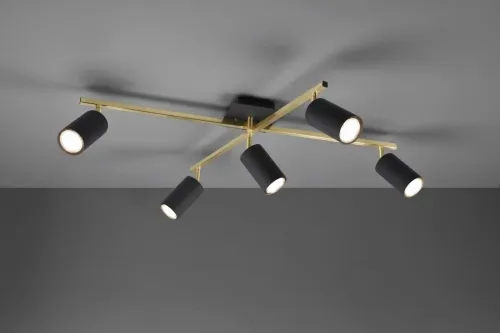 Lampa sufitowa regulowana z reflektorami Trio 612400580 Marley 5xGU10 22cm x 57cm x 75cm czarny złoty Oferta