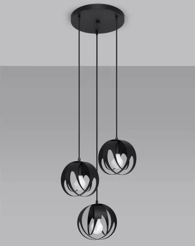 Czarna lampa wisząca z trzema kloszami nad stół Sollux Lighting SL.1088 Tulos 3xE27 30cm Wyjątkowa oferta
