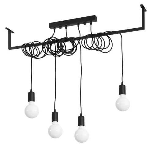 Lampa wisząca czarna belka z zawiniętym kablem Sollux Lighting SL.0895 Salamanca 4xE27 Darmowy zwrot